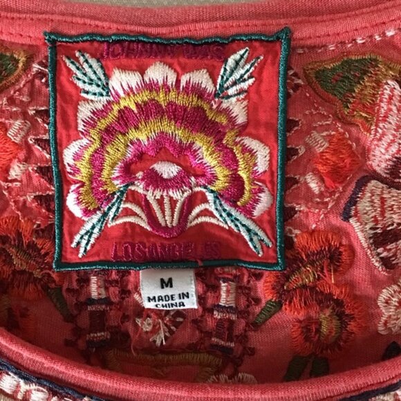 Johnny Was Floral Embroidered Tie-Front Top - Picture 5 of 8